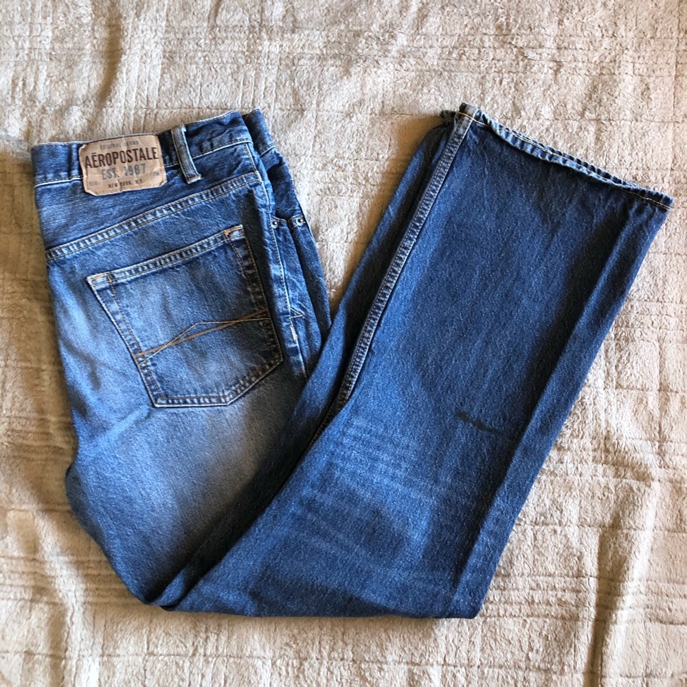 Aeropostale Driggs Slim Bootcut Distressed Jeans